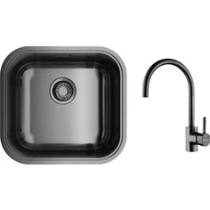 Кухонная мойка и смеситель Omoikiri Omi 44-U/I-GM вороненая сталь (4993191, 4994290)