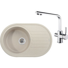 Кухонная мойка и смеситель Kaiser Granit KGM-7750 Sand Beige песочный мрамор (KGM-7750-SB, 40144)