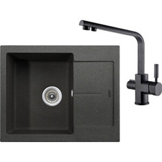 Кухонная мойка и смеситель Kaiser KGMK-6250 Black Pearl черный мрамор (KGMK-6250-BP, 40144-2)
