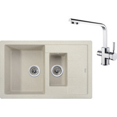Кухонная мойка и смеситель Kaiser Granit KG2M-7850 Sand Beige песочный мрамор (KG2M-7850-SB, 40144)