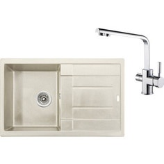 Кухонная мойка и смеситель Kaiser Granit KGM-7850 Sand Beige песочный мрамор (KGM-7850-SB, 40144)