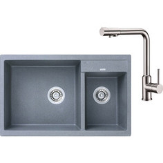 Кухонная мойка и смеситель Kaiser Granit KG2M-8050 Grey серая (KG2M-8050-G, 13044)