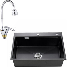 Кухонная мойка и смеситель Kaiser KSM-6046 нержавеющая сталь, Black (KSM-6046, SL55-016F)