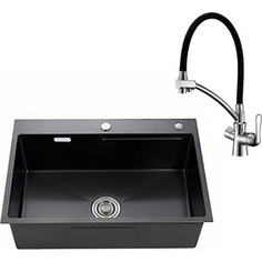 Кухонная мойка и смеситель Kaiser KSM-6046 нержавеющая сталь, Black (KSM-6046, LM3070C)