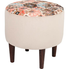 Пуф Мебельстория Жасмин-3 бежевый к/з / принт