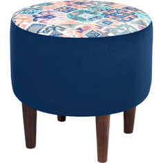 Пуф Мебельстория Жасмин-4 синий велюр / принт