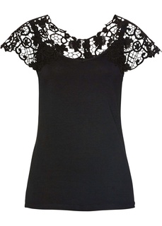 Футболка с кружевной кокеткой Bonprix