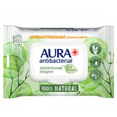 Влажные салфетки антибактериальные ECO Protect Flushable big-pack с крышкой 60 шт Aura