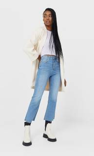 Stradivarius Пальто Из Трикотажной Ткани С Начёсом Ванильный L