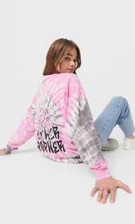 Stradivarius Топ С Принтом Тай-Дай И Длинными Рукавами Цвет Фуксии S