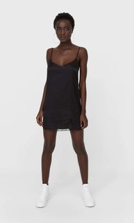 Stradivarius Короткое Платье В Бельевом Стиле Черный S
