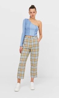 Stradivarius Асимметричный Топ Пэчворк Небесно-Голубой S