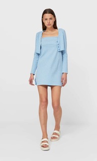 Stradivarius Короткий Комплект С Платьем В Клетку Виши Небесно-Голубой M