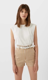 Stradivarius Шорты С Принтом И Ремнем Цвет Камня 34