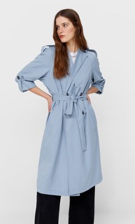 Stradivarius Длинный Тренч Из Струящейся Ткани Небесно-Голубой Xs