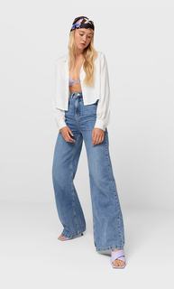 Stradivarius Рубашка Из Атласной Ткани Белый Xl
