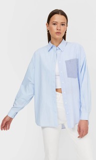 Stradivarius Рубашка В Стиле Бойфренд Небесно-Голубой L