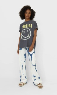 Stradivarius Футболка С Принтом «Ромашки» И Надписью Nirvana Темно-Серый L