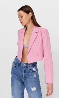Stradivarius Укороченный Блейзер Ярко-Розовый L