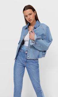 Stradivarius Куртка Из Денима С Объемной Деталью Светлый Деним M
