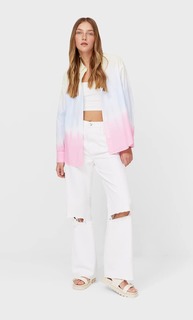 Stradivarius Рубашка Из Поплина С Принтом Тай-Дай Multicolor S