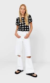 Stradivarius Топ Из Кружева Кроше Черный L