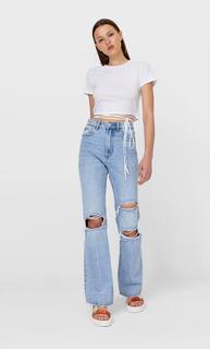Stradivarius Топ С Декоративной Отделкой Белый L