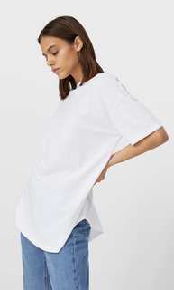 Stradivarius Удлиненная Базовая Футболка Белый Xl