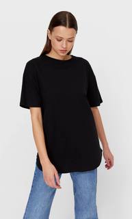 Stradivarius Удлиненная Базовая Футболка Черный M