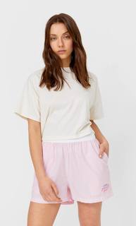 Stradivarius Шорты Из Поплина В Полоску Пастельно-Розовый S