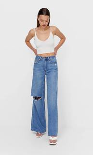 Stradivarius Трикотажный Топ-Бралет Цвет Небеленого Полотна S