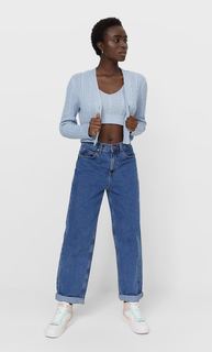 Stradivarius Трикотажный Топ С Узором «Косы» Небесно-Голубой M