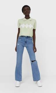 Stradivarius Поло Из Трикотажа Зеленый S