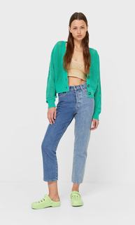 Stradivarius Кардиган С Ажурным Узором Зеленый L