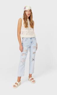 Stradivarius Жилет Из Кружева Кроше Ванильный S