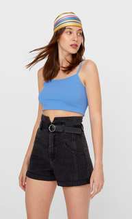 Stradivarius Джинсовые Шорты С Ремнем С Эффектом Потертости 38