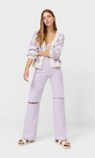 Stradivarius Кардиган Со Спущенными Плечевыми Швами Сиреневый Xs