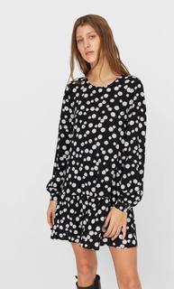 Stradivarius Короткое Платье С Принтом Черный S