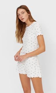 Stradivarius Шорты В Тонкий Рубчик С Пуговицами Синий M