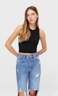 Stradivarius Бесшовный Топ Без Рукавов Черный Xl