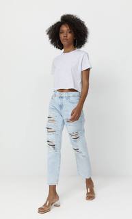 Stradivarius Базовый Укороченный Топ С Короткими Рукавами Пестро-Серый Xl