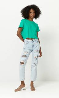 Stradivarius Базовый Укороченный Топ С Короткими Рукавами Зеленый M