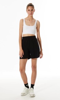 Stradivarius Шорты Str-Eet Из Мягкой Ткани Черный S