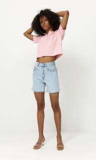 Stradivarius Укороченное Базовое Поло Ярко-Розовый Xl