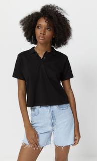 Stradivarius Укороченное Базовое Поло Черный Xl