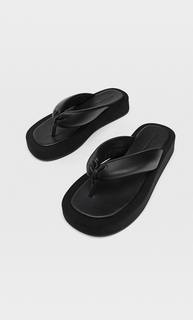 Stradivarius Стеганые Босоножки На Платформе Черный 37