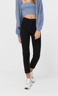 Stradivarius Джинсы Mom Fit Облегающего Кроя Черный 34