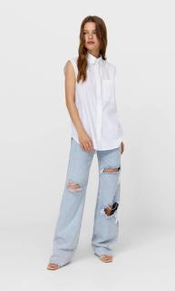 Stradivarius Рубашка Без Рукавов Белый Xl
