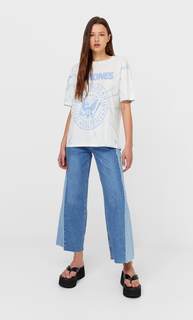 Stradivarius Футболка С Эффектом Потертости И Принтом Ramones Белый Xl