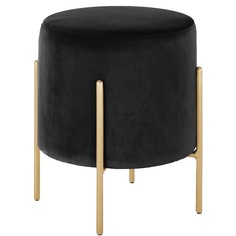 Пуф Baltimore черный велюр StoreForHome / A-8823-BLACK-GOLD